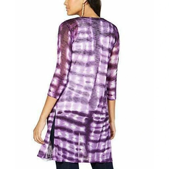 INC Purple Tie Dye Lightweight Duster Cardigan Size SMALL - Picture 3 of 11